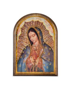 Our Lady of Guadalupe Bust Arched Wood Plaque