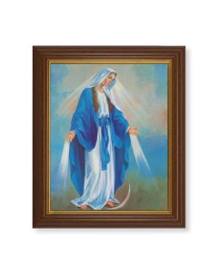 10 1/2" x 12 1/2" Walnut Finish Beveled Frame with 8" x 10" Our Lady of Grace Textured Art