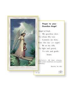 Guardian Angel with Girl Holy Card 