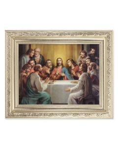 8.25" x 10.25" Silver Ornate Frame with a 6" x 8" The Last Supper Print