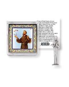 Saint Francis Pocket Statue with Holy Card in a Clear Pouch-P65