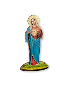 6" Immaculate Heart of Mary Laser Cut Wood Statue with Biography