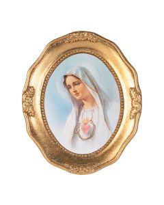 3 1/2" x 4 1/2" Gold Leaf Frame with Immaculate Heart of Mary Gold Stamped Print- P65 STICKER