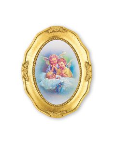 3 1/2" x 4 1/2" Gold Leaf Framed with a Guardian Angels Print-P65