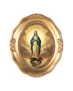 3 1/2" x 4 1/2" Gold Leaf Frame with Mary Immaculate of The Sun Gold Stamped Print- P65 STICKER