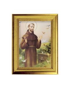 6 3/4" X 8 3/4" Gold Leaf Finish Frame with 5" X 7" Saint Francis Textured Art