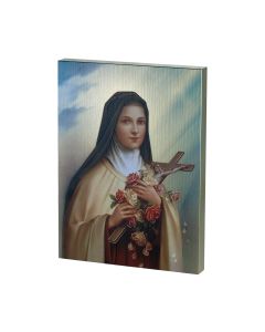 Saint Therese Textured Wood Plaque