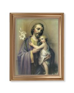 13 1/2" x 16 9/16" Gold Leaf Antique Finished Frame with 11" x 14"  Saint Joseph Textured Art