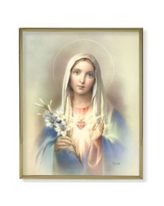 11" x 14" Gold Plaque Frame with a Immaculate Heart of Mary Print