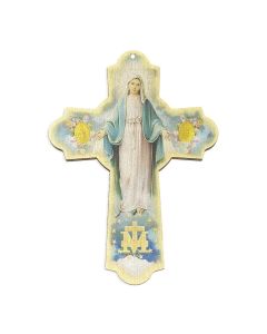 Our Lady of the Miraculous Medal Wooden Wall Cross