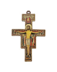 San Damiano Wooden Wall Cross on Prayer Card