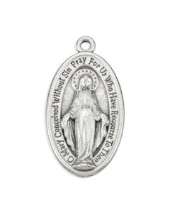 1 1/8" Miraculous Medal in Antiqued Silver Oxidized Finish