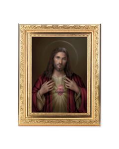 8 1/4" x 10 1/4" Gold Ornate Frame with a 6" x 8" Simeone: Sacred Heart Print