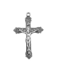 2" Antiqued Silver Oxidized Ornate Crucifix