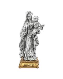 4 1/2" Pewter Our Lady of Mount Carmel Statue, Gift Boxed-P65