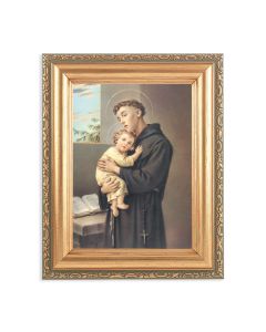 5.5" x 7" Antique Gold Frame with a Saint Anthony Print