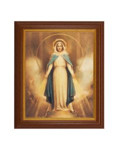 10 1/2" x 12 1/2" Walnut Finish Beveled Frame with 8" x 10" Chambers: Miraculous Mary Textured Art