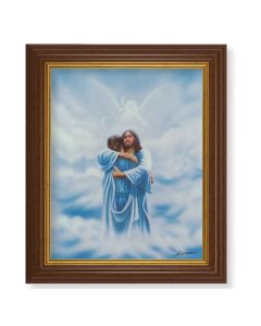 10 1/2" x 12 1/2" Walnut Finish Beveled Frame with 8" x 10" Welcome Home - The Reunion Textured Art