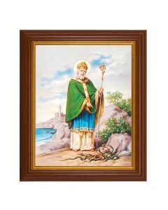 10 1/2" x 12 1/2" Walnut Finish Beveled Frame with 8" x 10" St. Patrick Textured Art
