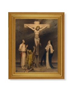 10" x 12" Gold Leaf Finish Beveled Frame with 8" x 10" Chambers: Crucifixion Textured Art