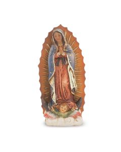 4" Cold Cast Resin Hand Painted Statue of Our Lady of Guadalupe in a Deluxe Window Box-P65