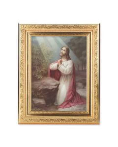 8 1/4" x 10 1/4" Gold Ornate Frame with a 6" x 8" Christ on Mt. Olive Print