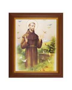 10 1/2" x 12 1/2" Walnut Finish Beveled Frame with 8" x 10" St. Francis Textured Art