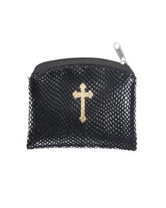 Black Reptile Patterned Rosary Pouch