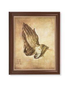13 1/2" x 16 9/16" Walnut Finished Frame with 11" x 14" Praying Hands Textured Art