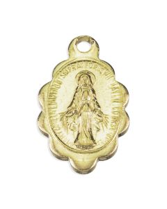 9/16" Scalloped Miraculous Medal in Gold Finish