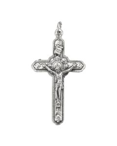 1 3/4" Silver Oxidized Cherub Crucifix