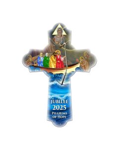 15.5" Wooden Wall Cross Jubilee Year-Pilgrims of Hope 
