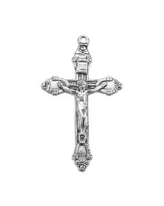 1 3/4" Antiqued Silver Oxidized Ornate Crucifix