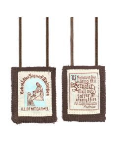 1 3/4" x 2" Our Lady of Mount Carmel Brown Woven Scapular