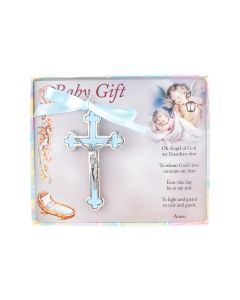Blue Cloverleaf Baby Crucifix