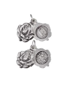1/2 inch Rosebud Medal with St. Michael and Our Lady of Guadlupe (full figure)