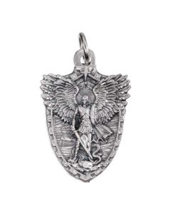 St. Michael Shield Shaped Medal on 24 inch Chain-Boxed