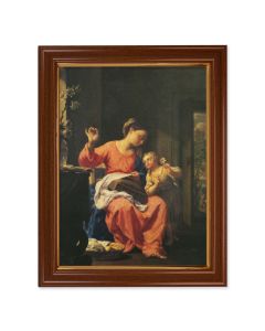 15 1/2" x 19 1/2" Walnut Finish Frame with Gold Accent and a 12" x 16" Jesus and Mary Textured Art