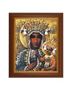10 1/2" x 12 1/2" Walnut Finish Beveled Frame with 8" x 10" Our Lady of Czestochowa Textured Art