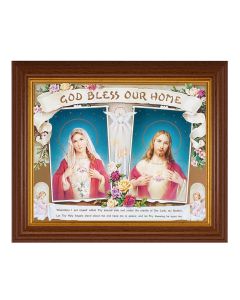 10 1/2" x 12 1/2" Walnut Finish Beveled Frame with 8" x 10" House Blessing - SHJ and IHM Textured Art