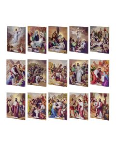 Stations of the Cross Set of 15 Textured Wood Plaques