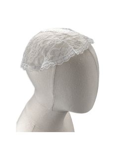 White Mantilla Cap in Fine Floral Lace Head Covering