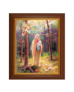 10 1/2" x 12 1/2" Walnut Finish Beveled Frame with 8" x 10" Madonna of the Woods Textured Art