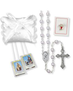 5Mm Capped Pink imitation Pearl First Communion Set