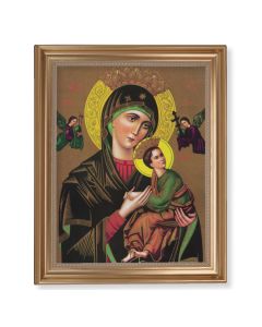 13 1/2" x 16 9/16" Gold Leaf Antique Finished Frame with 11" x 14"  Our Lady of Perpetual Help Textured Art