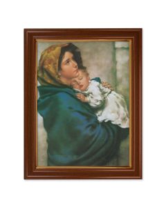 15 1/2" x 19 1/2" Walnut Finish Frame with Gold Accent and a 12" x 16" Madonna of the Street Textured Art