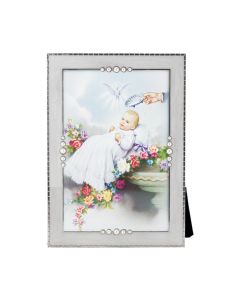 White Pearlized Baptism Photo Frame-P65