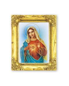 3" x 2" Antique Gold Frame with Immaculate Heart of Mary Print-P65