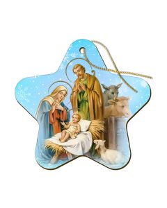 3 1/2" x 3 3/8" Fine Art Wooden Christmas Star Ornament with Gold Accents