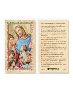 Ten Commandments - School Kids Laminated Holy Card. Inc. of 25